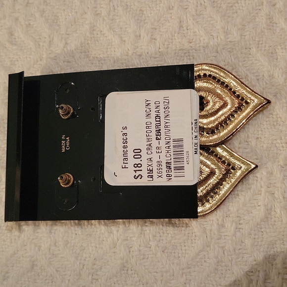 Francesca's gold arabesque style earrings for pierced ears - Picture 2 of 2